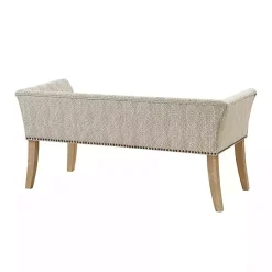 Kirklands Home Patterned Short Wingback Upholstered Bench Ivory Hot