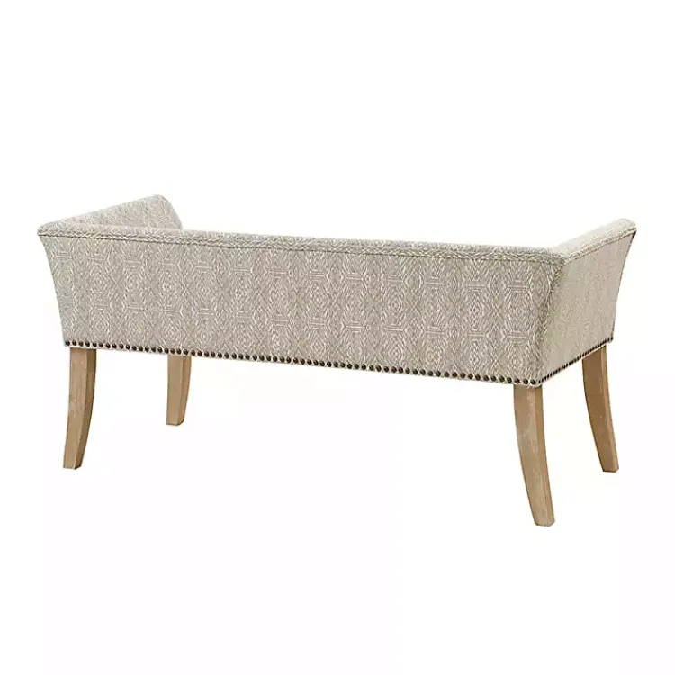 Kirklands Home Patterned Short Wingback Upholstered Bench Ivory Hot