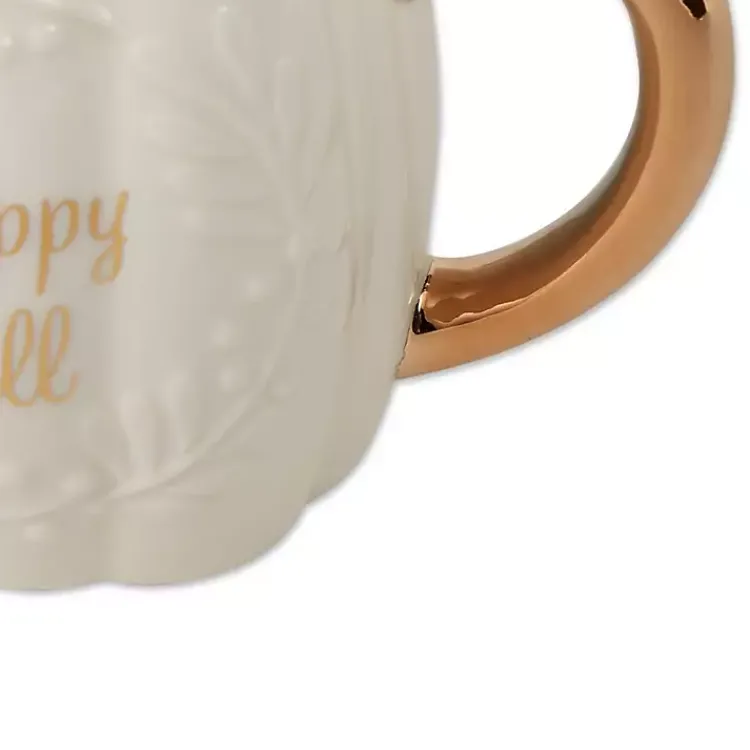 Fall>Kirklands Home Ivory Pumpkin Happy Fall 2-pc. Ceramic Mug Set