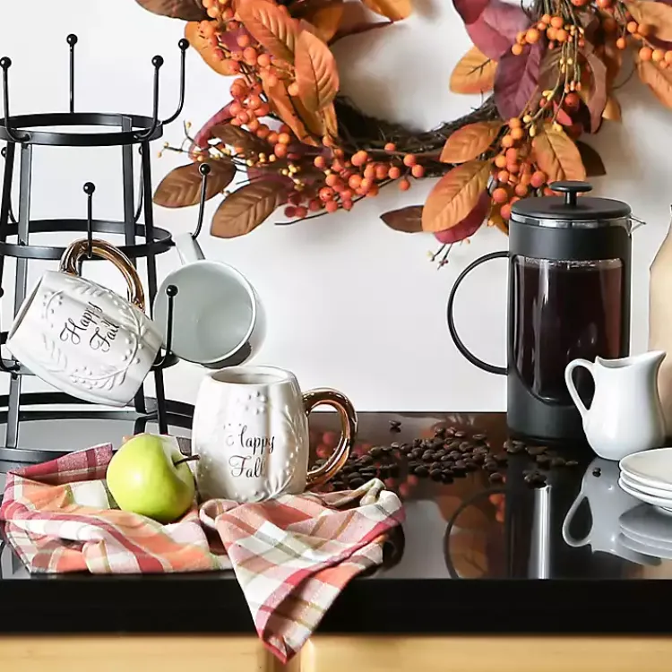 Fall>Kirklands Home Ivory Pumpkin Happy Fall 2-pc. Ceramic Mug Set