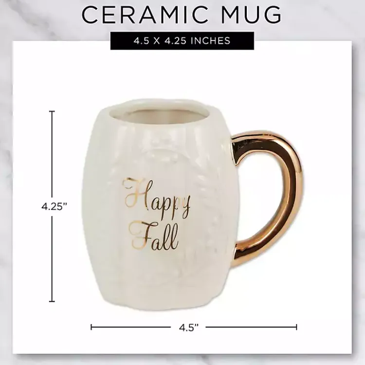 Fall>Kirklands Home Ivory Pumpkin Happy Fall 2-pc. Ceramic Mug Set