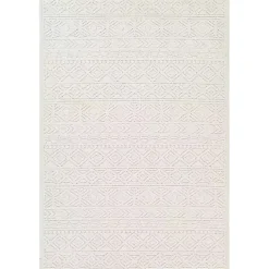Kirklands Home Ivory Raised Diamond Stripes Area Rug, 8x10 White Best