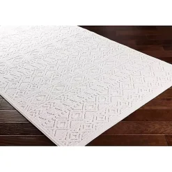 Kirklands Home Ivory Raised Diamond Stripes Area Rug, 8x10 White Best