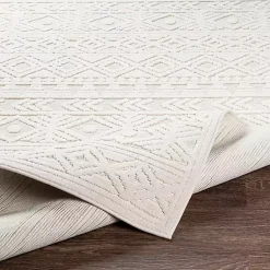 Kirklands Home Ivory Raised Diamond Stripes Area Rug, 8x10 White Best
