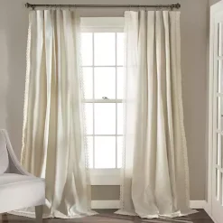 Kirklands Home Rosalie Curtain Panel Set, 95 in. Ivory Outlet