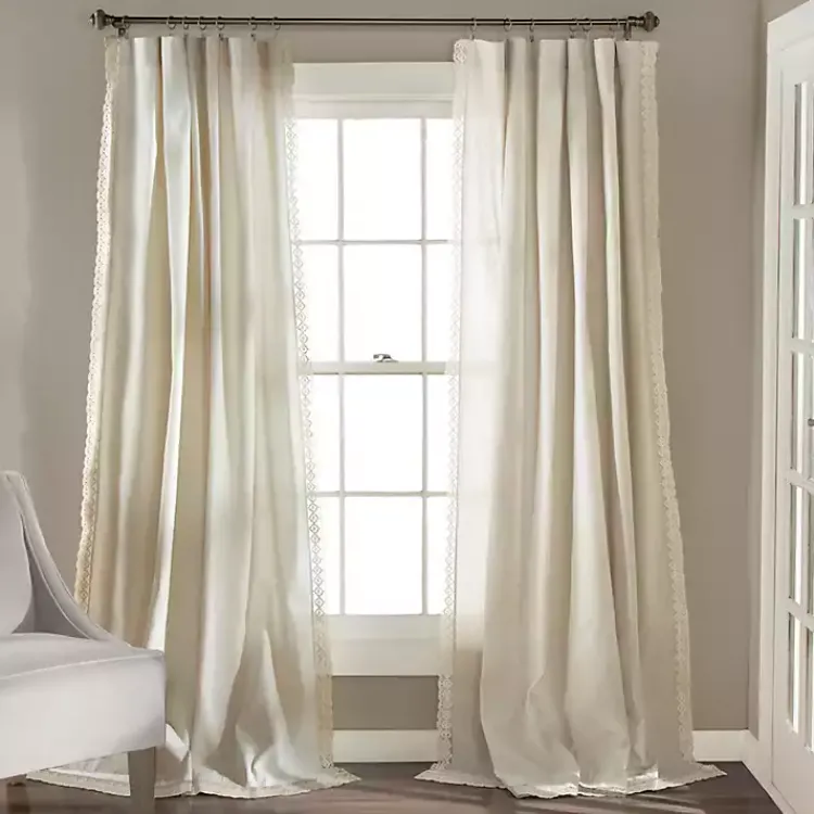 Kirklands Home Rosalie Curtain Panel Set, 95 in. Ivory Outlet