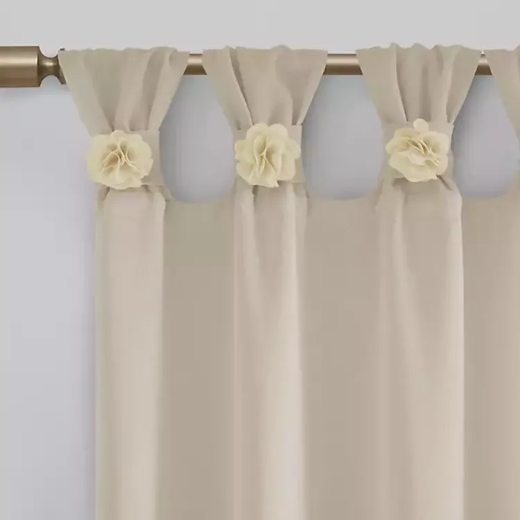 Kirklands Home Rosette Tab Top Curtain Panel, 84 in. Ivory Best