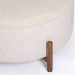 Kirklands Home Round Storage Coffee Table Ottoman Ivory Clearance