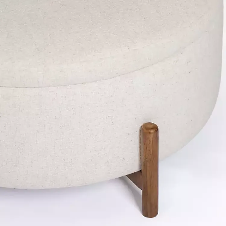 Kirklands Home Round Storage Coffee Table Ottoman Ivory Clearance