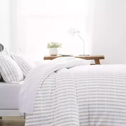 Kirklands Home Rugged Stripes Puffed 3-pc. Queen Duvet Set Ivory Clearance