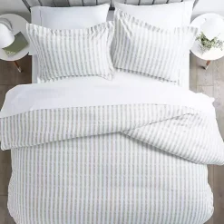 Kirklands Home Rugged Stripes Puffed 3-pc. Queen Duvet Set Ivory Clearance
