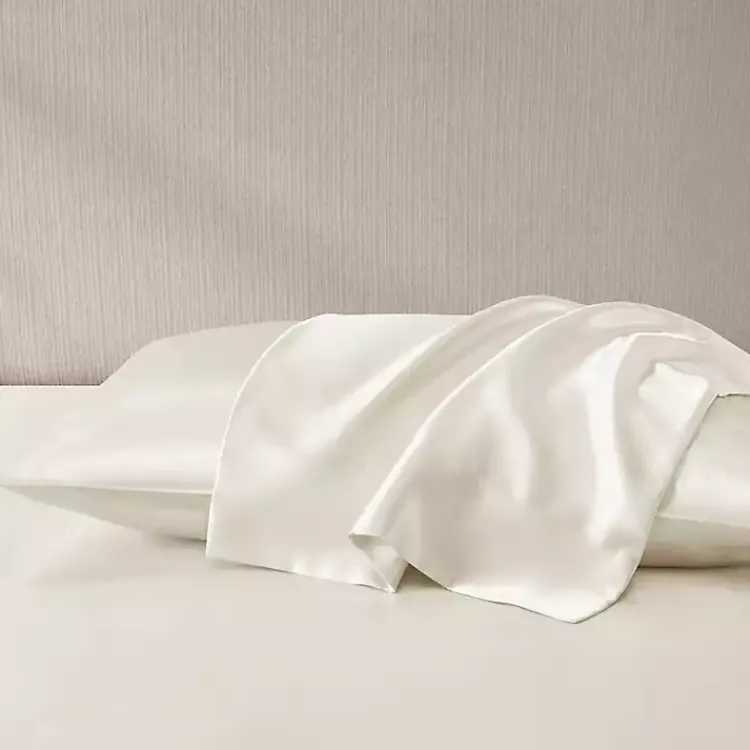 Kirklands Home Satin Standard 2-pc. Pillow Case Set Ivory New