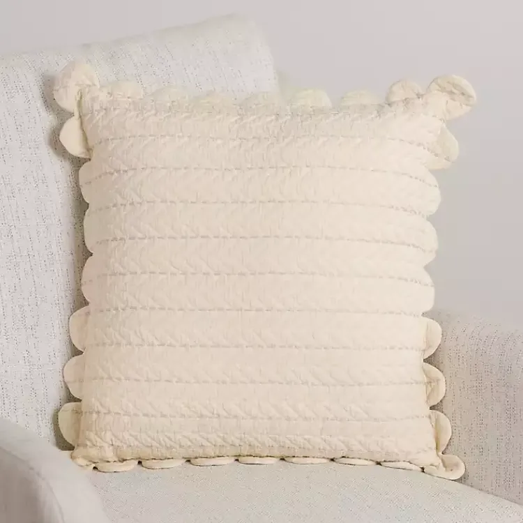 Pillows>Kirklands Home Scalloped Edge Pillow Ivory