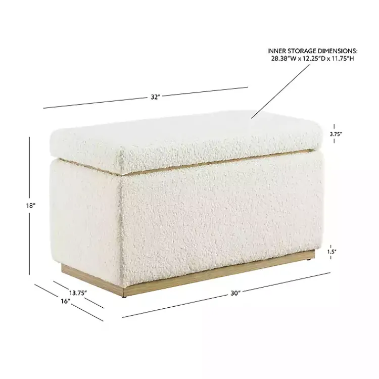 Kirklands Home Ivory Sherpa & Pine Rectangle Storage Ottoman