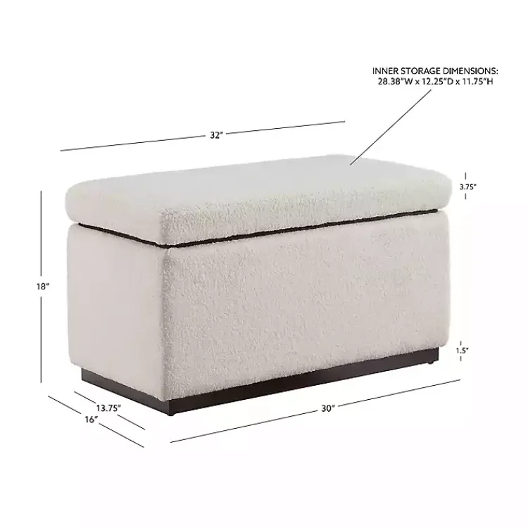 Kirklands Home Ivory Sherpa & Walnut Rectangle Storage Ottoman Outlet