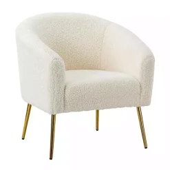 Kirklands Home Sherpa Venice Accent Chair Ivory Outlet