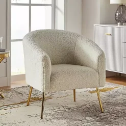 Kirklands Home Sherpa Venice Accent Chair Ivory Outlet