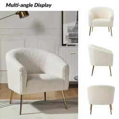 Kirklands Home Sherpa Venice Accent Chair Ivory Outlet