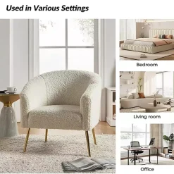 Kirklands Home Sherpa Venice Accent Chair Ivory Outlet