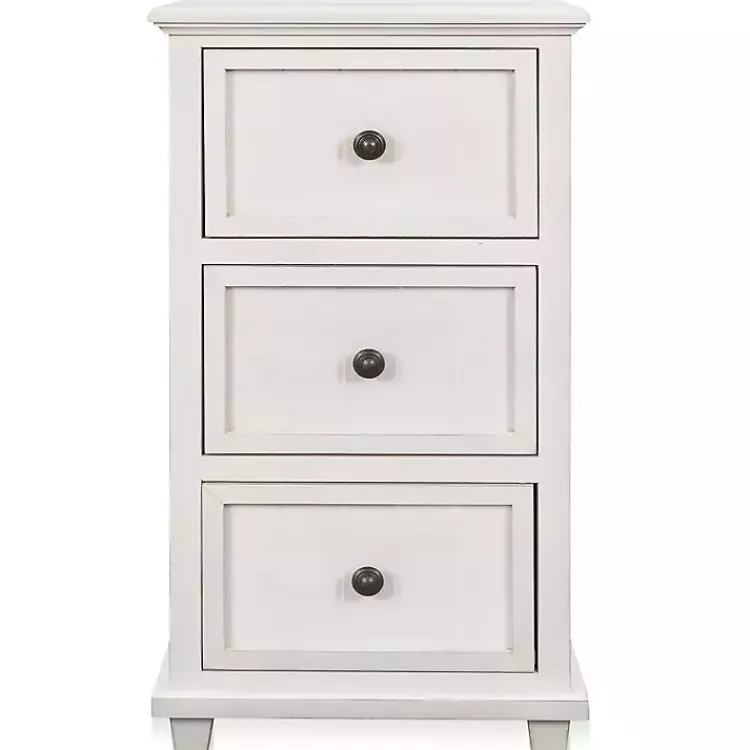 Kirklands Home Slim Wooden 3-Drawer Side Table Ivory Best