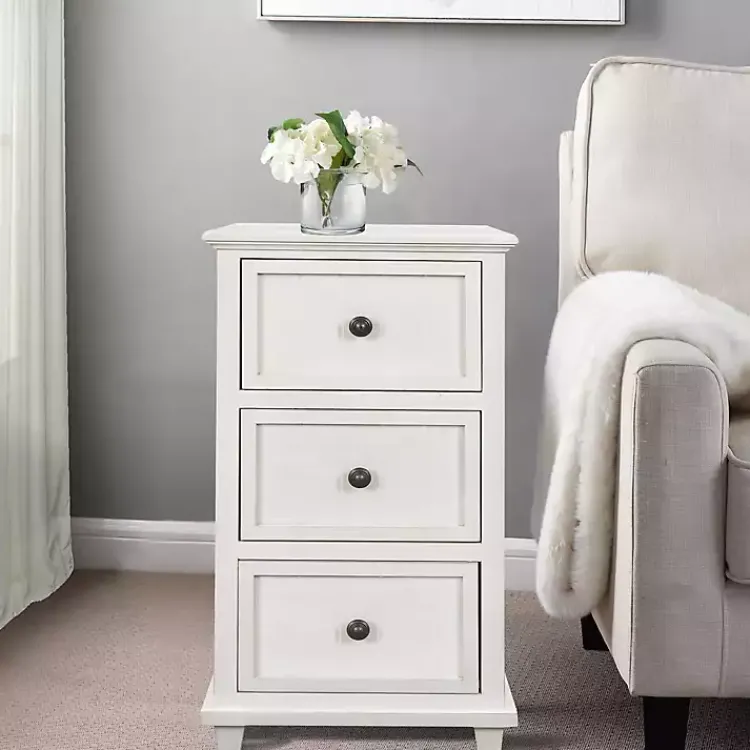 Kirklands Home Slim Wooden 3-Drawer Side Table Ivory Best