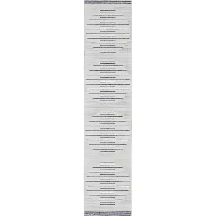 Kirklands Home Ivory Striated Sphere Washable Runner, 2x10 New