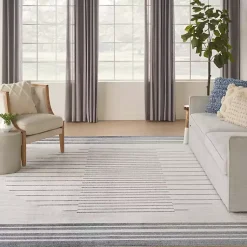 Kirklands Home Ivory Striated Sphere Washable Area Rug, 7x10 New