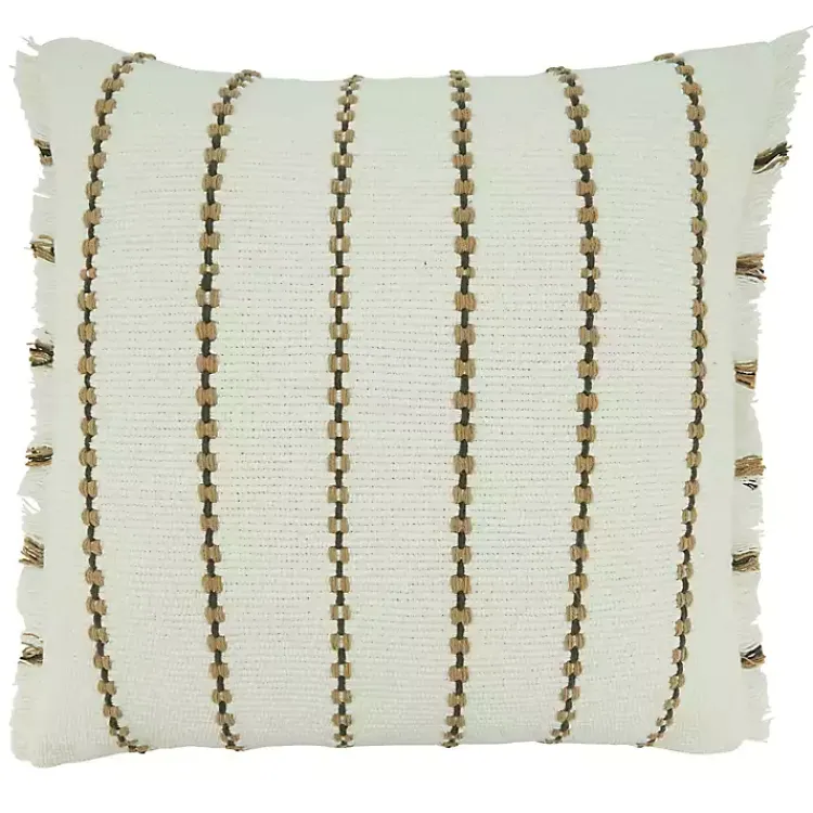 Pillows>Kirklands Home Striped Fringe Oversized Throw Pillow Ivory