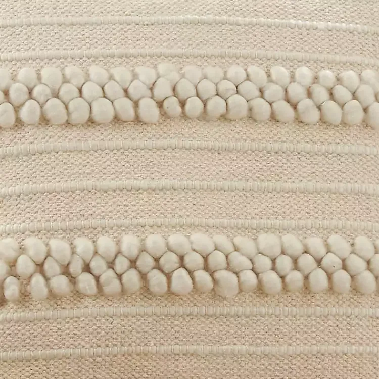 Pillows>Kirklands Home Striped Pom Pom Pillow Ivory