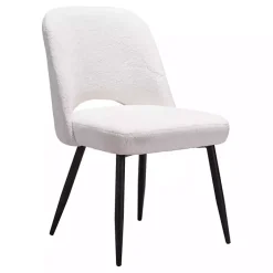 Kirklands Home Ivory Teddy Upholstered Dining Chairs, Set of 2 White Sale