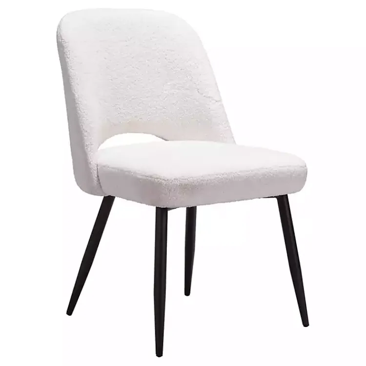 Kirklands Home Ivory Teddy Upholstered Dining Chairs, Set of 2 White Sale