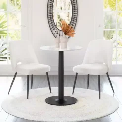Kirklands Home Ivory Teddy Upholstered Dining Chairs, Set of 2 White Sale