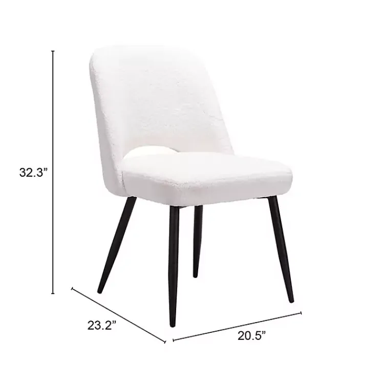 Kirklands Home Ivory Teddy Upholstered Dining Chairs, Set of 2 White Sale