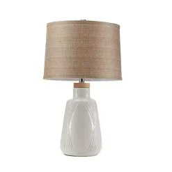 Kirklands Home Ivory Textured Ceramic Boho Table Lamp Brown Outlet