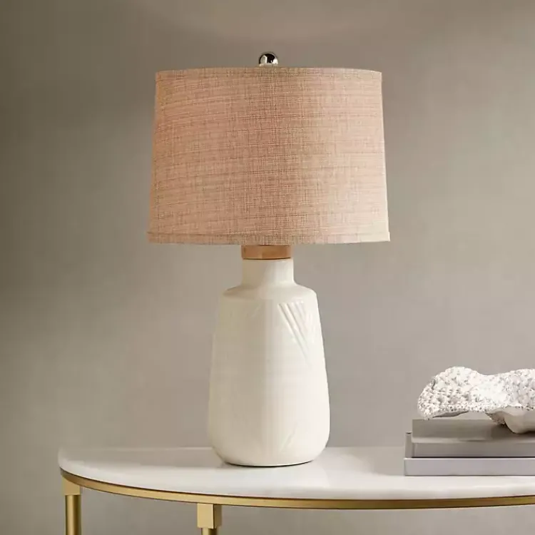 Kirklands Home Ivory Textured Ceramic Boho Table Lamp Brown Outlet