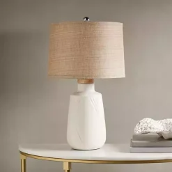 Kirklands Home Ivory Textured Ceramic Boho Table Lamp Brown Outlet