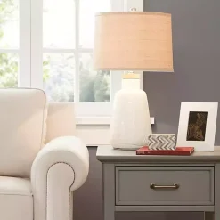 Kirklands Home Ivory Textured Ceramic Boho Table Lamp Brown Outlet