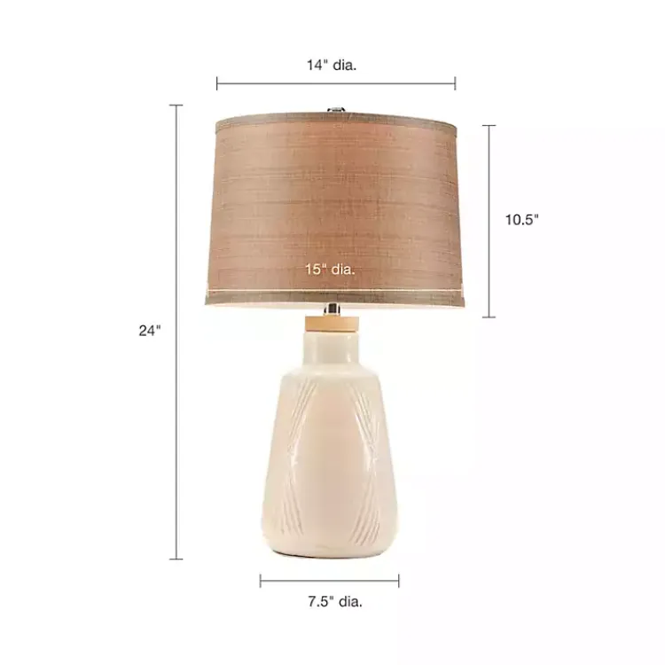 Kirklands Home Ivory Textured Ceramic Boho Table Lamp Brown Outlet