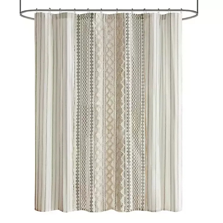 Kirklands Home Textured Chenille Shower Curtain Ivory Outlet
