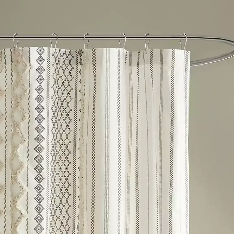 Kirklands Home Textured Chenille Shower Curtain Ivory Outlet