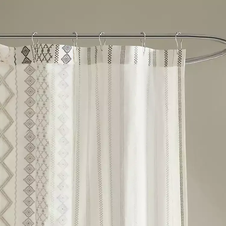 Kirklands Home Textured Chenille Shower Curtain Ivory Outlet
