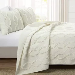 Kirklands Home Ivory Trellis Ruffles 3-pc. King Quilt Set White Clearance