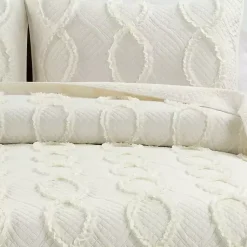 Kirklands Home Ivory Trellis Ruffles 3-pc. King Quilt Set White Clearance