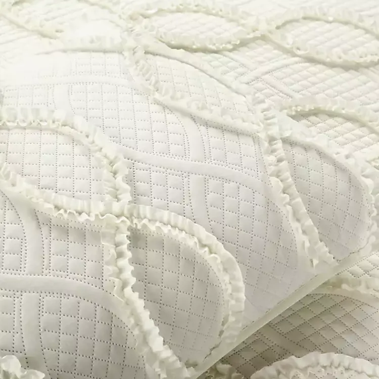 Kirklands Home Ivory Trellis Ruffles 3-pc. King Quilt Set White Clearance