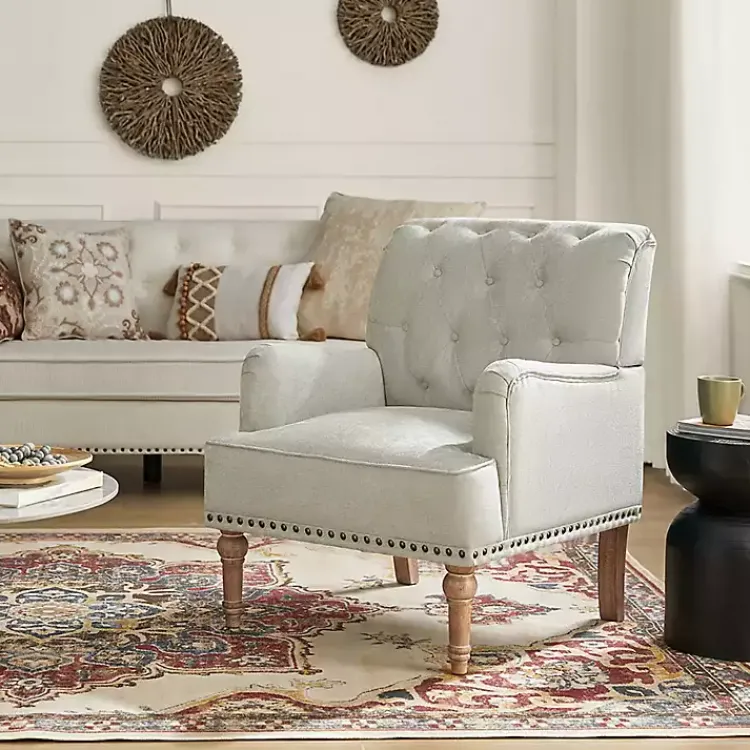 Kirklands Home Tufted Britt Accent Chair Ivory Best