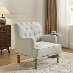 Kirklands Home Tufted Britt Accent Chair Ivory Best