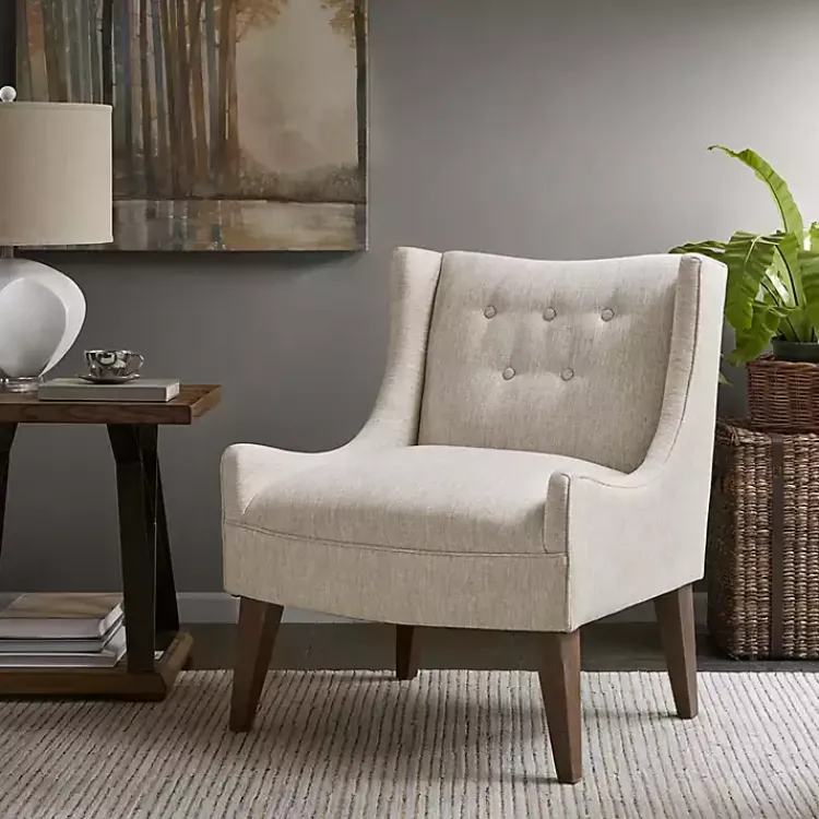 Kirklands Home Tufted Curved Accent Chair Ivory Sale