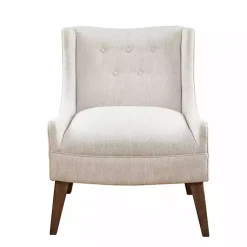 Kirklands Home Tufted Curved Accent Chair Ivory Sale