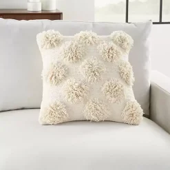 Pillows>Kirklands Home Tufted Pom Poms Throw Pillow Ivory