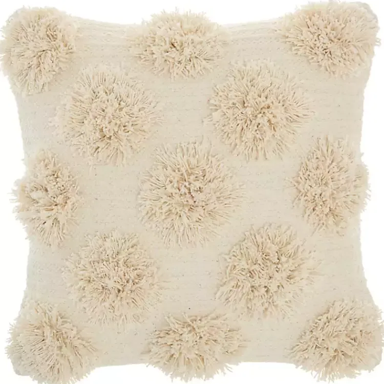 Pillows>Kirklands Home Tufted Pom Poms Throw Pillow Ivory